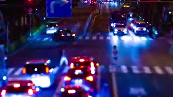 A timelapse of the miniature downtown street in Tokyo tiltshift panning — Stock Video
