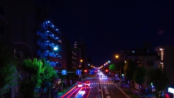 Timelapse śródmieścia ulica w Tokio szeroki strzał panning — Wideo stockowe
