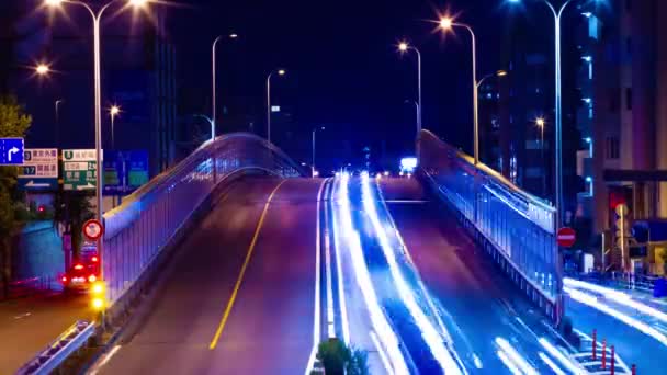 Un timelapse noche de la calle del centro de Tokio tiro largo — Vídeo de stock