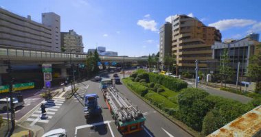 Şehrin üst geçidinin yakınındaki trafik sıkışıklığı şehri. Yüksek kalite 4K görüntü. Bunkyo bölgesi Tokyo 09.13.2024 Tokyo 'nun merkezidir.. 