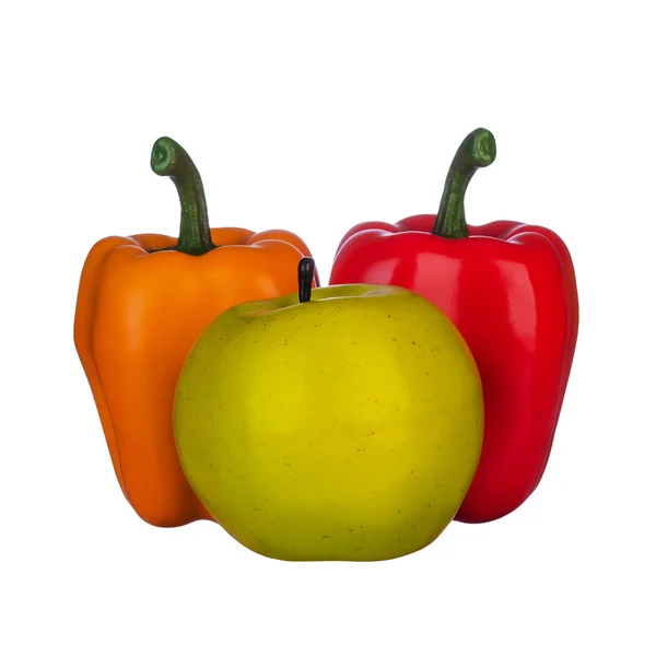 Két paprika és az apple — Stock Fotó