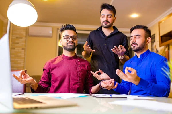 friends from india have zen meditate in office keep calm