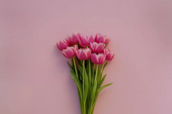 Frische Blütenkomposition Bouquet Von Rosa Tulpen Isoliert Auf Papier Strukturierten — Stockfoto