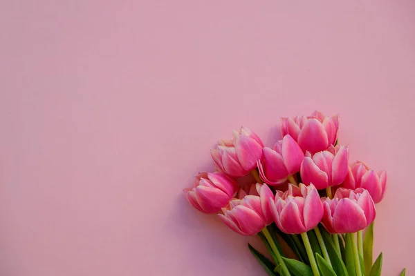 Frische Blütenkomposition Bouquet Von Rosa Tulpen Isoliert Auf Papier Strukturierten — Stockfoto