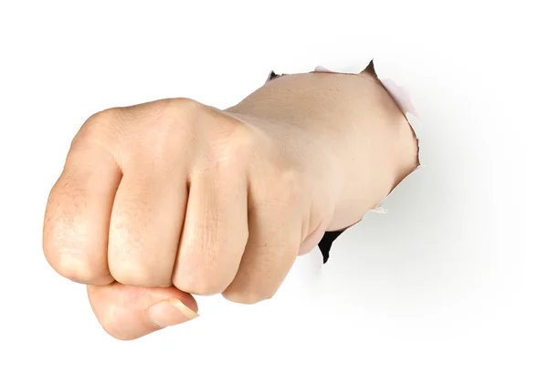 Fist Punch Torn Paper Cutout — Stock Photo, Image