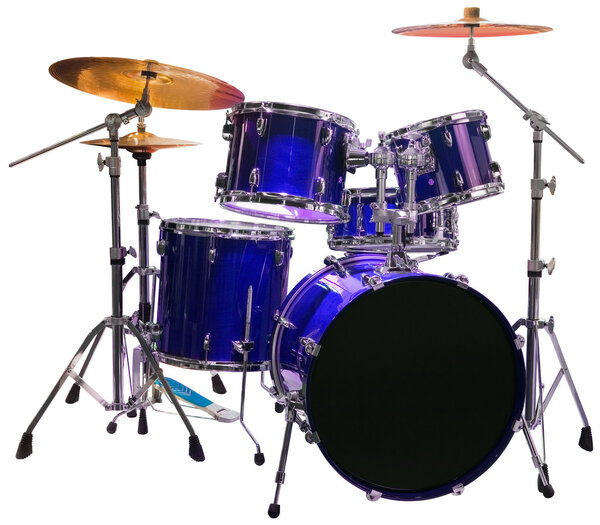 Set of Blue Battery Drumset Isolated with Clipping Path