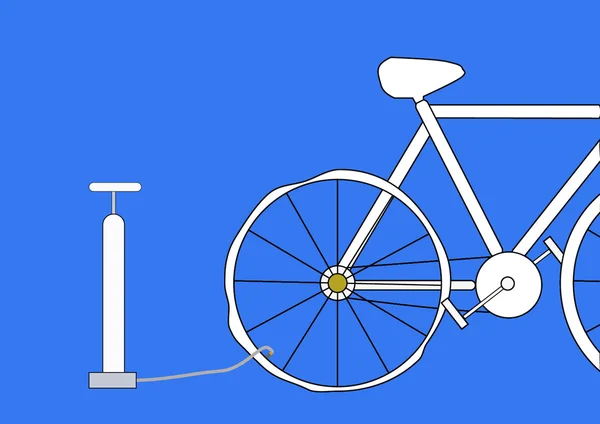Bomba de bicicleta con neumático inflable para bicicletas. Ilustración vectorial — Vector de stock