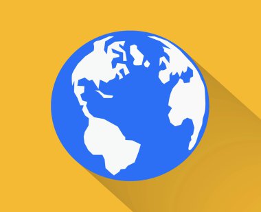 Mavi gezegeni düz uzun shadow.vector tasarlamak