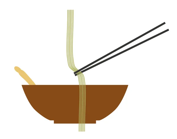 Китайская лапша с палочками для еды на чистом фоне . — стоковый вектор