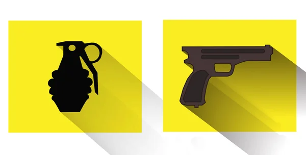 Señal granada y pistola vector ilustración — Vector de stock