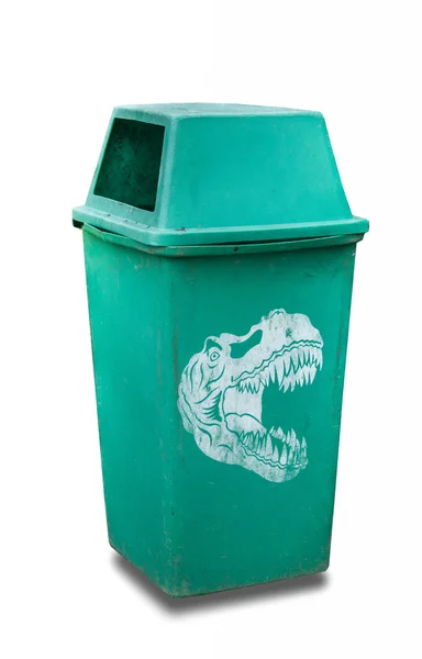 Logo Dinosauro su rifiuti di plastica verde isolato su backgroun bianco — Foto Stock