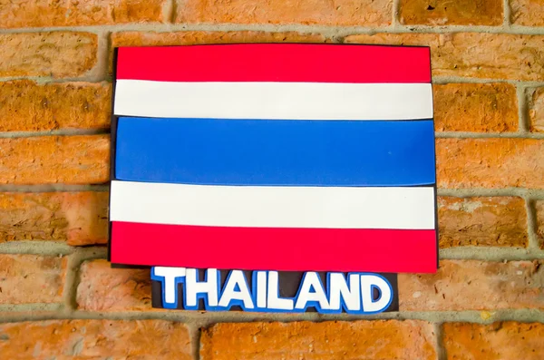 Sighburi, Tailandia - OCT 19: Símbolo Bandera Nacional de Tailandia en Wal — Foto de Stock