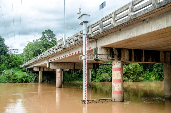 Equipo medidor de nivel de agua en el río — Foto de Stock