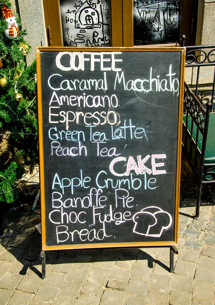 Blackboard of menu coffee and cake — Stock Photo, Image