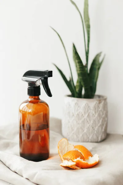 stock image All purpose cleaner natural homemade vinegar citrus peels. Sustainable living concept