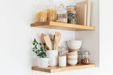 Eco friendly kitchen, zero waste home concept clipart