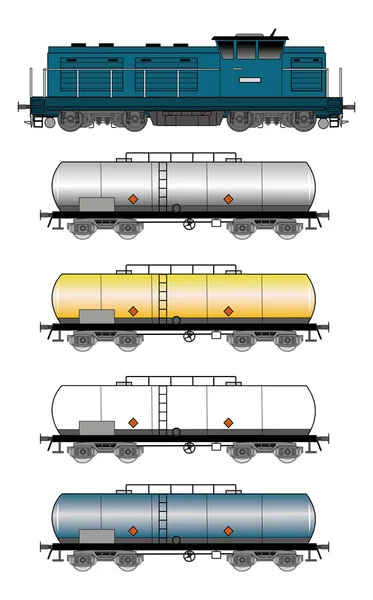 Conjunto de ilustración de tren tanque — Vector de stock