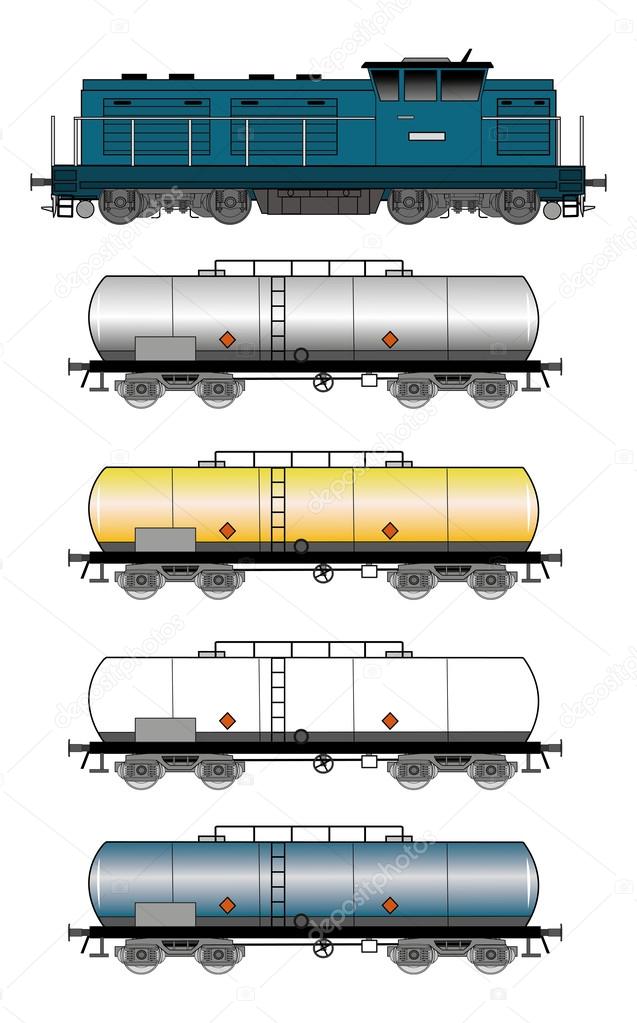 Set of tank train illustration