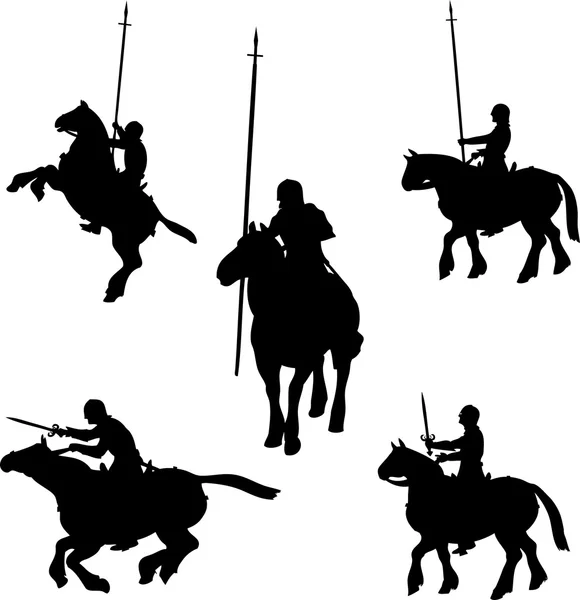 Mounted Knight Silhouettes — Stock Vector