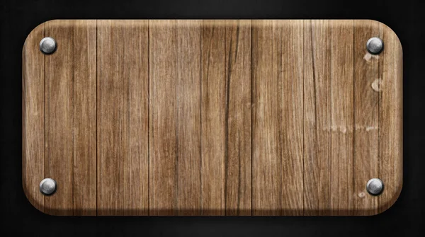 Wooden Plate Rivets Black Background Technology Design Illustration — Stock Photo, Image