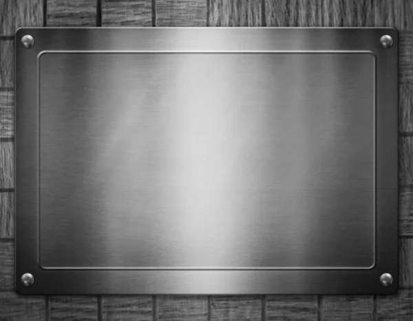 Metal Steel Plate Rivets Wooden Background Illustration — Stock Photo, Image