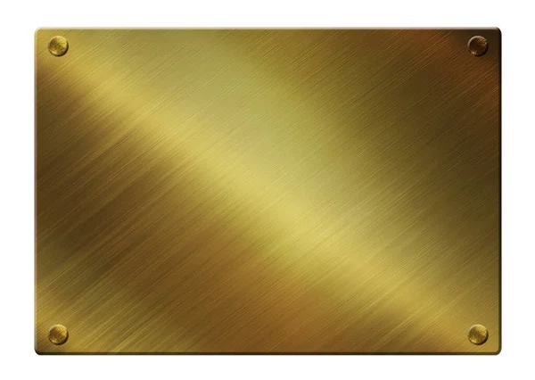 Placa Metal Dourado Com Espaço Para Seu Texto Isolado Fundo — Fotografia de Stock