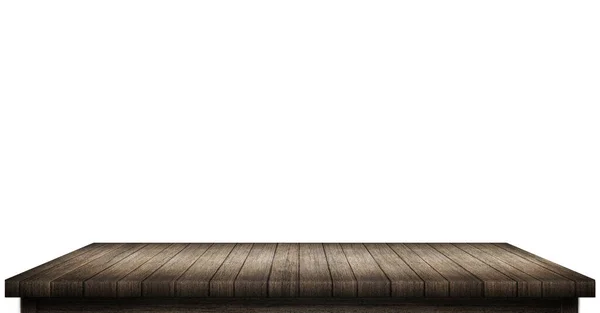 Пустой Деревянный Стол Изолирован Белом Фоне Монтажа Продукта Иллюстрация — стоковое фото