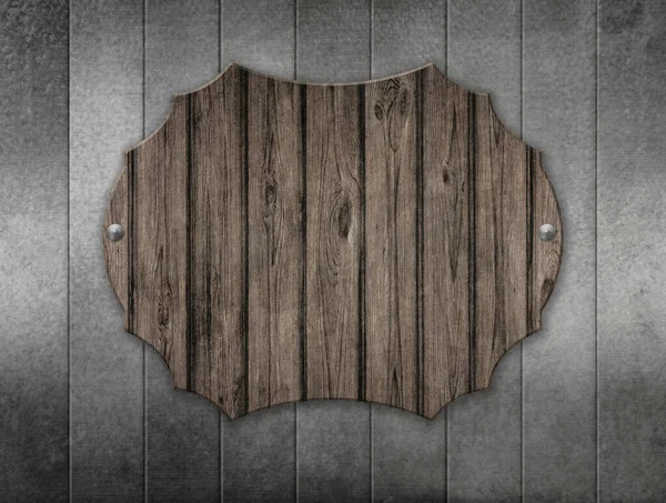 Holzplatte Mit Nieten Auf Metallstruktur Grunge Hintergrund Illustration — Stockfoto