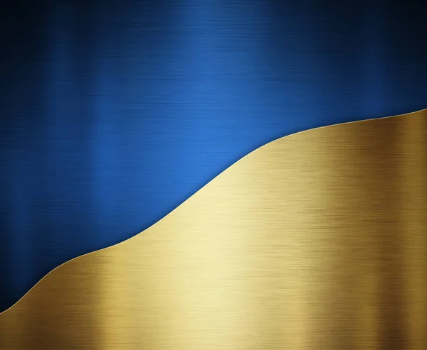 带有金曲线图案的蓝色金属抽象背景 — 图库照片