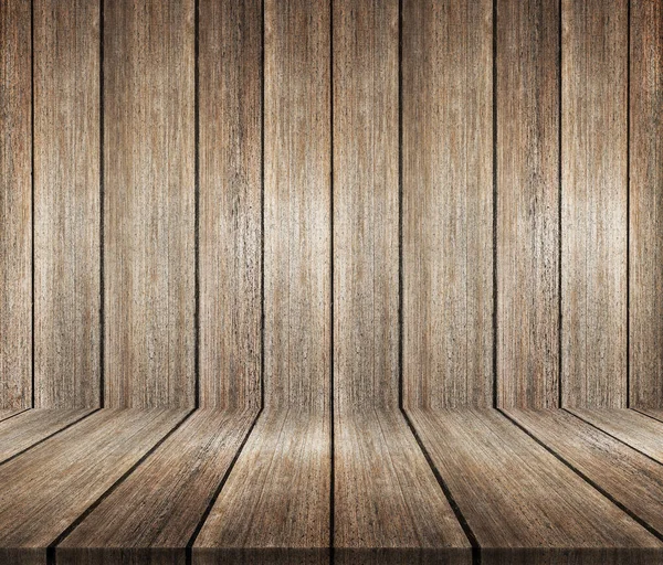 木製の壁と床 古いインテリア グランジの背景 3Dイラスト — ストック写真