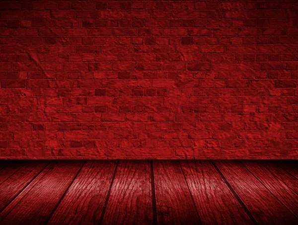 Interiér Červeného Pokoje Starou Dřevěnou Podlahou Kamennou Zdí Ilustrace — Stock fotografie