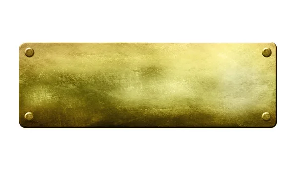 Beyaz Arka Planda Perçin Kaplı Altın Metal Plaka Metin Illüstrasyonunuz — Stok fotoğraf