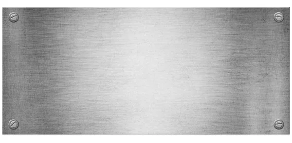 Metnin Için Boşluk Bırakılmış Çelik Metal Plaka Beyaz Arkaplan Boyutlu — Stok fotoğraf