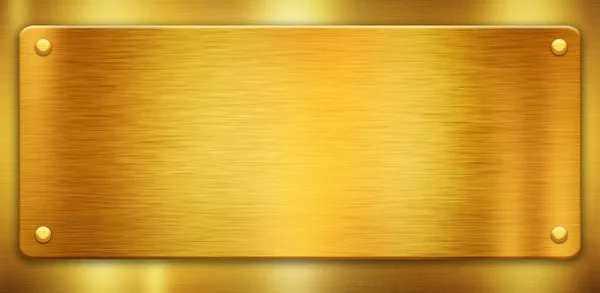 Perçinli Altın Cilalı Metal Plakalar Metnin Için Yer Olan Parlak — Stok fotoğraf