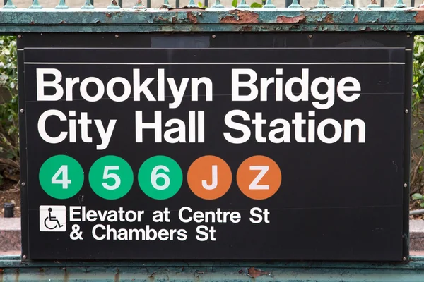 New York City Subway Station Sign — Stock Photo, Image