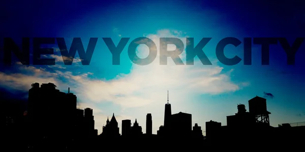 Cidade de Nova York azul Skyline cidade panorâmica — Fotografia de Stock