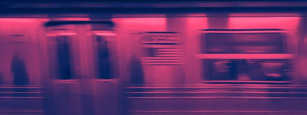 Subway Train Motion Blur Pink Blue Manhattan New York City — Stock Photo, Image