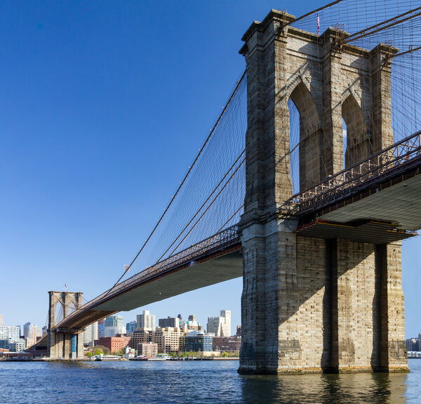 Brooklyn Bridge and Skyline seen from Manhattan, New York City
