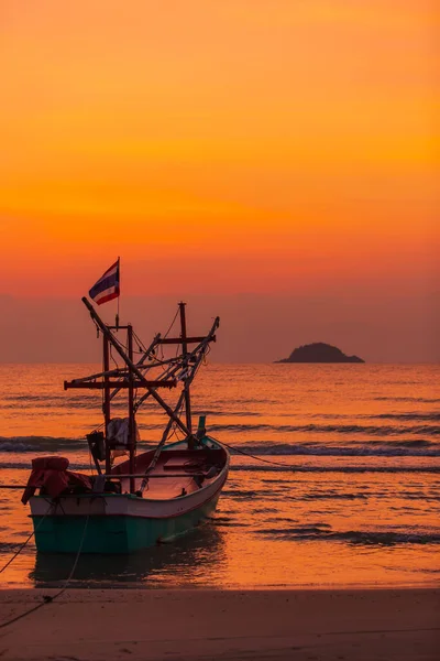 Native Thai Stil Fischerboot Strand Morgenlicht Mit Insel Und Buntem — Stockfoto