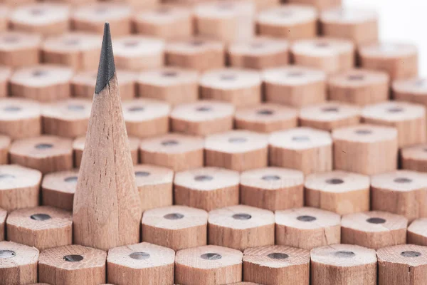 Groupe Crayons Aiguisés Flous Concept Comparaison Dans Travail Équipe — Photo