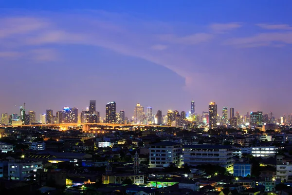 Scen Bangkok Thailands Huvudstad Skymningen Taget Från Avstånd — Stockfoto