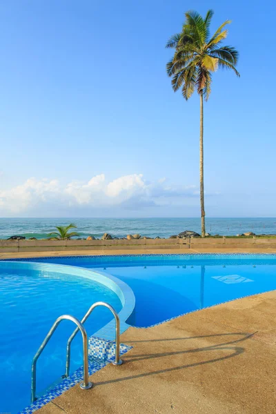 Pool Sea Coconut Palm Tree Blue Sky Cape Cost Ghana — Stock Photo, Image