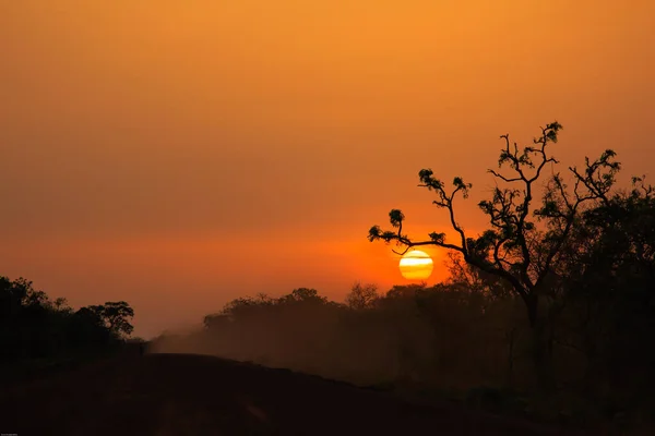 Colorful Sky Sunset Rural Area Ghana West Africa — Stock Photo, Image