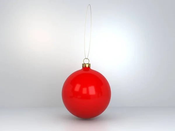 Nouvel An boule de Noël boule décoration hivernale sphère rouge ornement pendaison classique. Ornement d'hiver traditionnel joyeuses fêtes — Photo