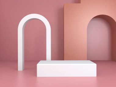 3D ürün sunumu. Podyum asgari soyut. Ürün sunumu için arkaplanı göster. Boş vitrin.
