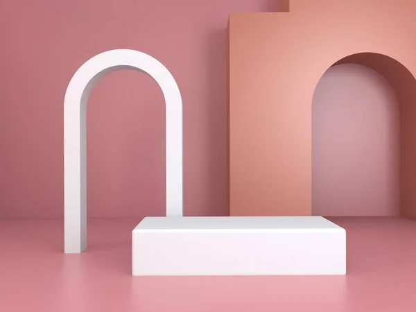 3D ürün sunumu. Podyum asgari soyut. Ürün sunumu için arkaplanı göster. Boş vitrin.