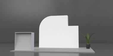 3D iç mekan olayı resimleme modellemesi. 3 boyutlu görüntüleme. Sanal sergi, adil tasarım. Boşalt