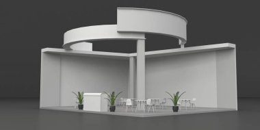 Sergide ya da TV ekranlı ticaret fuarında boş stand tasarımı