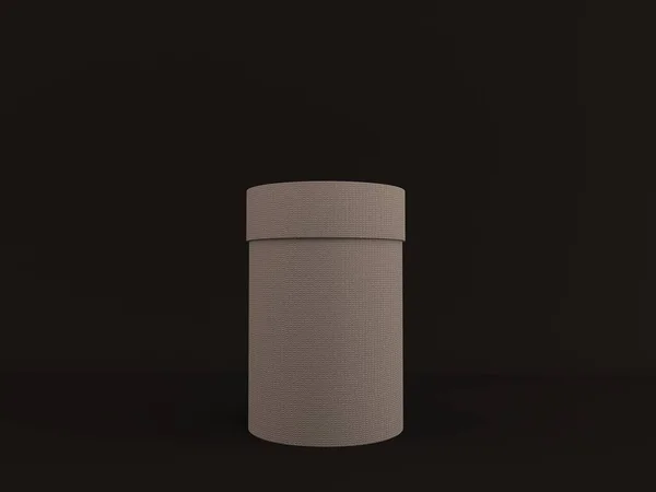3D рендеринг круглых Braun подарочная коробка на черном фоне — стоковое фото