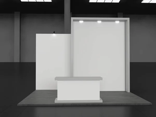 Schwarz-weißer Stand, Stand, Kiosk, Stand. 3D-Renderer — Stockfoto